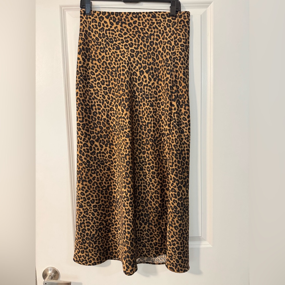 Zara Brown Leopard A-Line Skirt